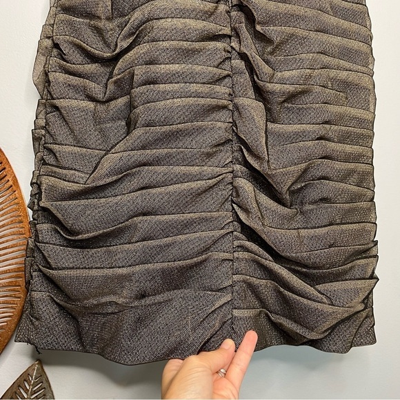 Metallic gold black ADRIANNA PAPELL Evening sleeveless sheath dress - Picture 8 of 9